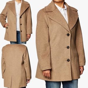 Calvin Klein Women's Single Breasted Peacoat Oat Tan L